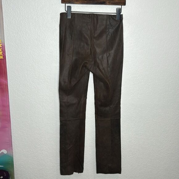 Susan Bender  Stretch Leather Zipper Pants in Chocolate Nubuck Leather Small - Picture 5 of 13